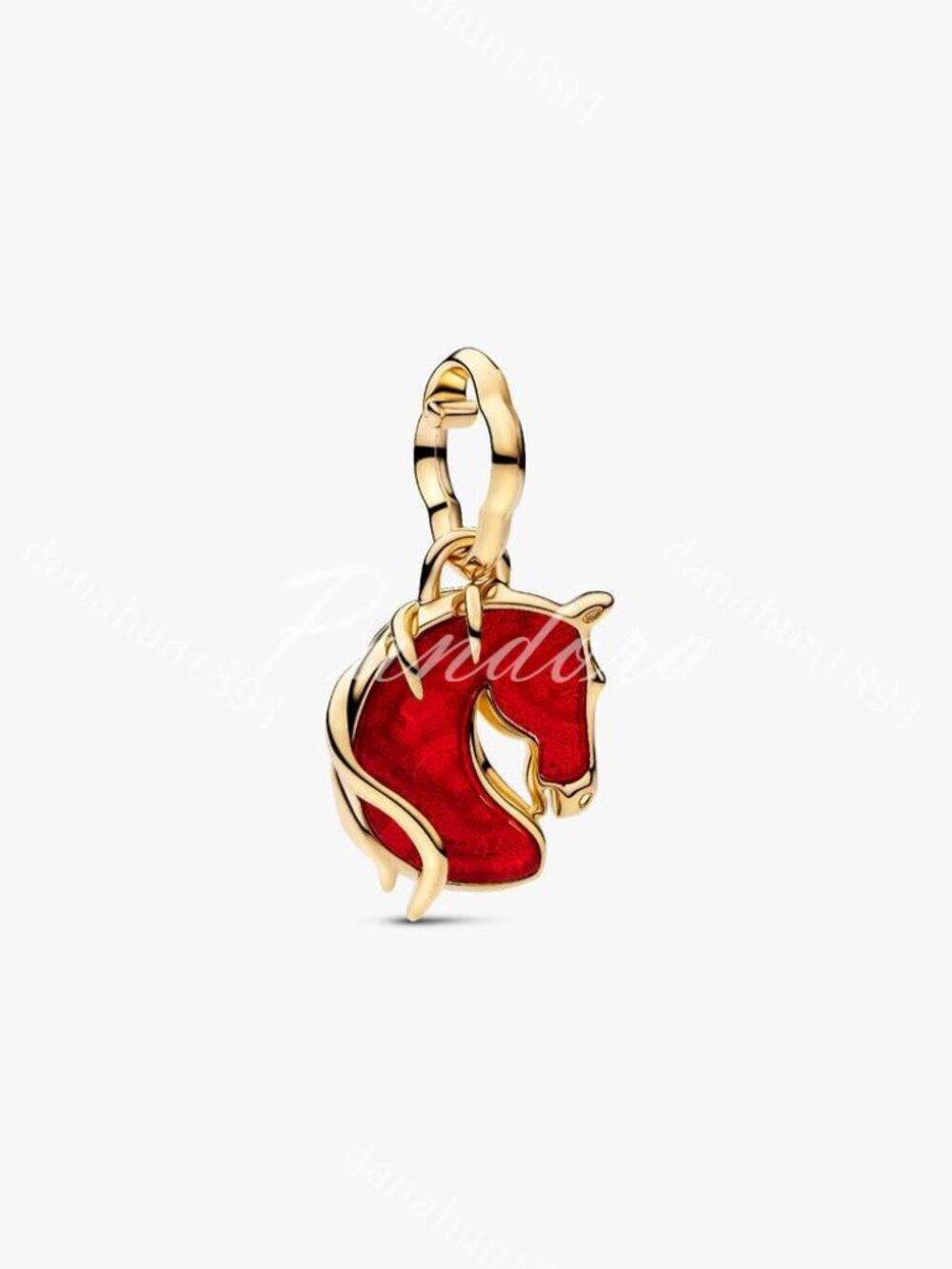 Pandora Red Fire Horse Murano Glass Dangle Charm